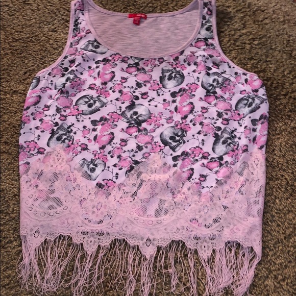 Hot Topic Tops - 5/$25✨Pink Skull & Roses Tank Top